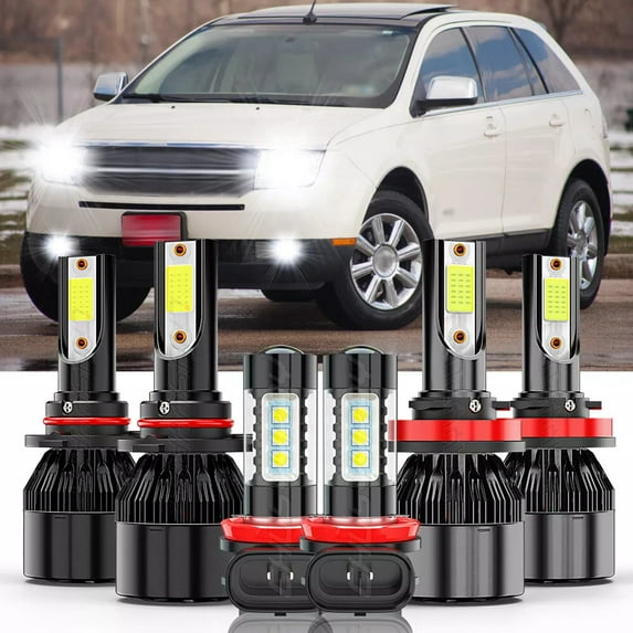 For Lincoln MKX 2007 2008 2009 2010 - LED Headlight High Low Beam + Fog Light Bulbs Kit 6000K White 6x