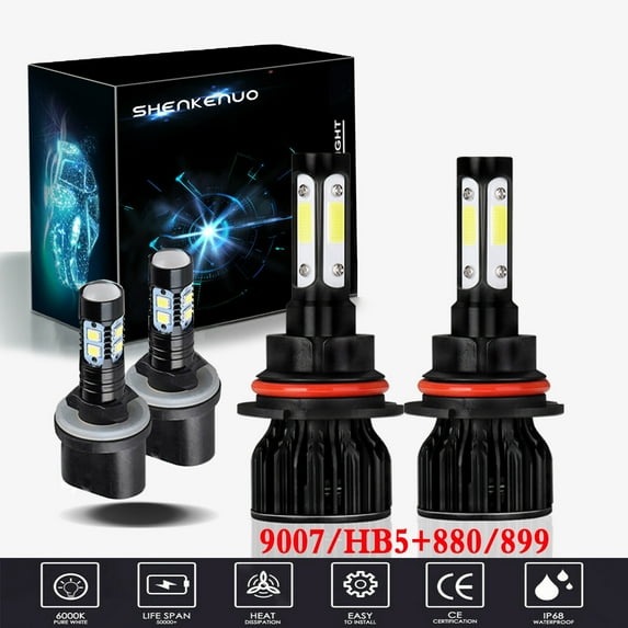 For Lincoln Navigator 1998-2002 Headlights 9007/HB5 LED High Beam and Low Beam+ 880 Fog light Bulbs 4pc