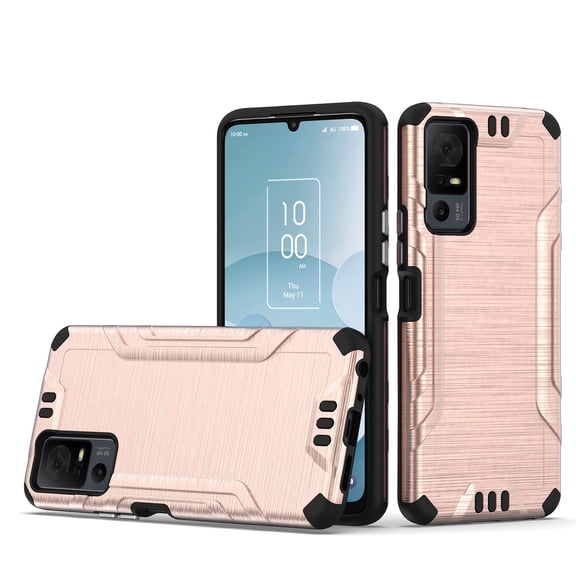 For Lively Jitterbug Smart 4 Lining Hybrid Cover Phone Case + Tempered Glass - Rose Gold