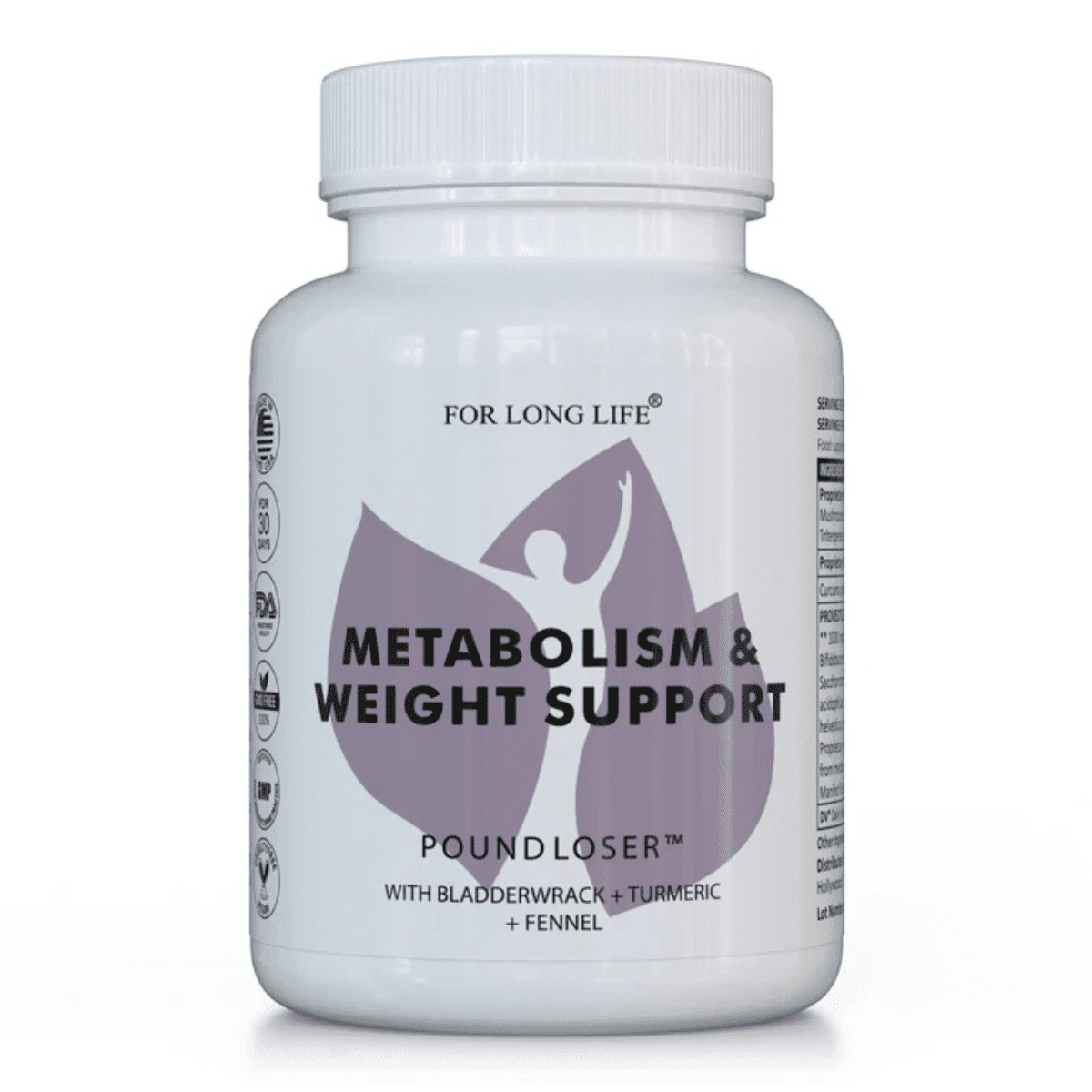 For Long Life Poundloser Vegan Weight Loss Supplement, 120 Capsules