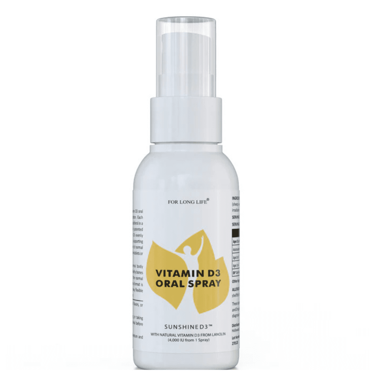 For Long Life - Sunshine D3 - Natural Vitamin D3 Oral Spray, 4000 IU from One Spray