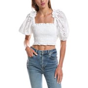 For Love & Lemons womens Addison Blouse, s, White