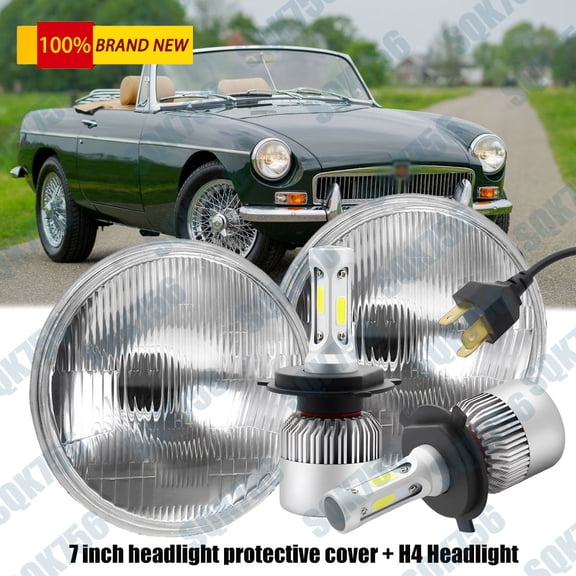 For MG MGB 1969-1981 Pair 7 inch Round LED Headlights High Low Beam 6000K Kit