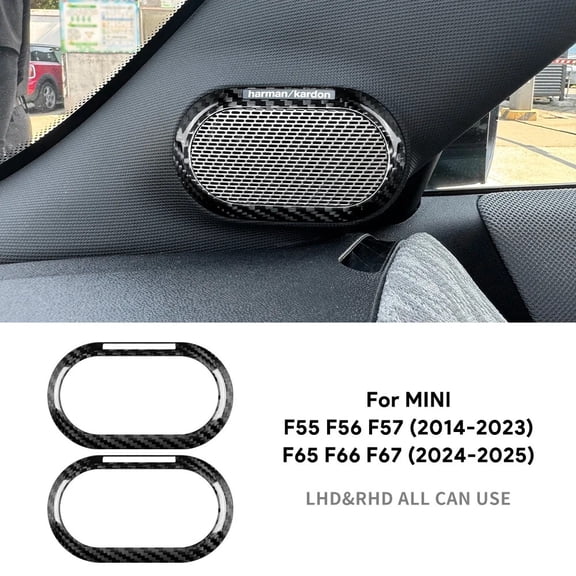 For MINI F55 F56 F57 2014-2023 F65 F66 F67 2024 2025 Real Dry Hard Carbon Fiber A-Pillars Speaker Cover Interior Trim Sticker.