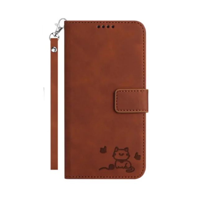 For MOTO EDGE 2022 wallet phone case, embossed with cat pattern and card slot bracket, snap leather flip cover, protecting phone case