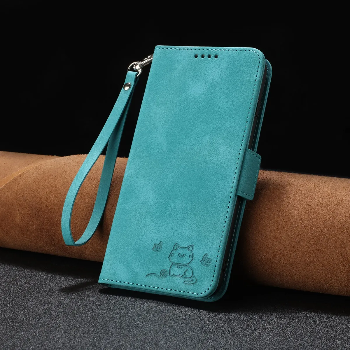 For MOTO EDGE 30 NEO wallet phone case, embossed cute cat highend PU