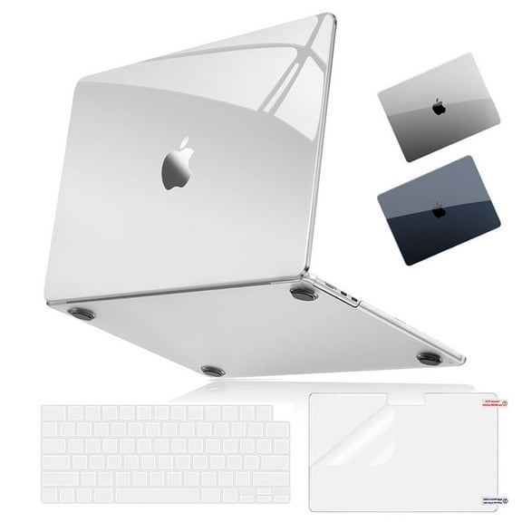 For MacBook Air 13 Inch Hard Shell Case (2025-2025 M4 M3 M2)+Keyboard Cover+Screen Protector for MacBook Air 13.6", Crystal Clear