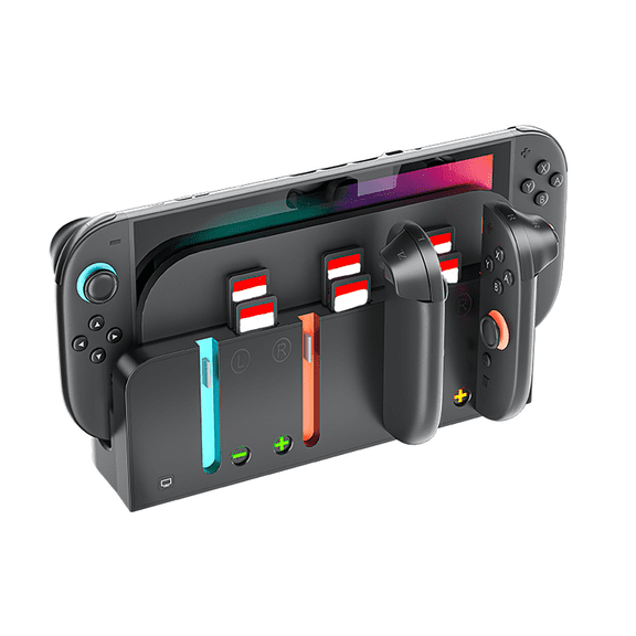 For Magnetic Split Controller Charging Dock Compatible with Nintendo Switch 2 Black with Game Card Storage LED Indicator