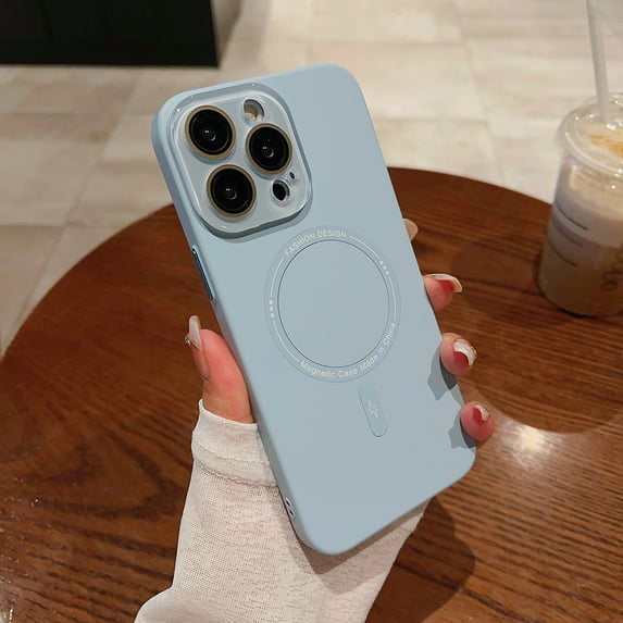 For Magsafe Magnetic Wireless Charging Case for iPhone 15 14 Plus 13 12 11 Pro Max Acrylic Camera Len Protection Plastic Cover (LIGHT BLUE,For iPhone 15 Plus)