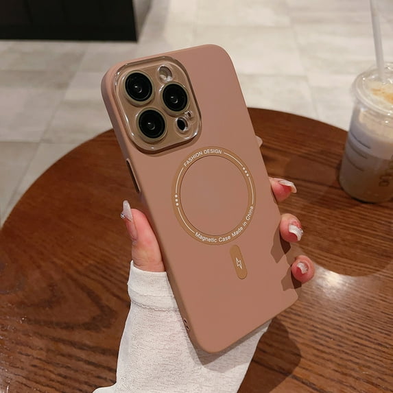 For Magsafe Magnetic Wireless Charging Case for iPhone 15 14 Plus 13 12 11 Pro Max Acrylic Camera Len Protection Plastic Cover (light brown,For iPhone 15 Pro Max)
