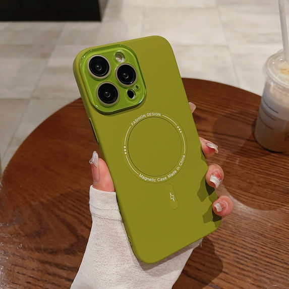 For Magsafe Magnetic Wireless Charging Case for iPhone 15 14 Plus 13 12 11 Pro Max Acrylic Camera Len Protection Plastic Cover (light green,For iPhone 12)