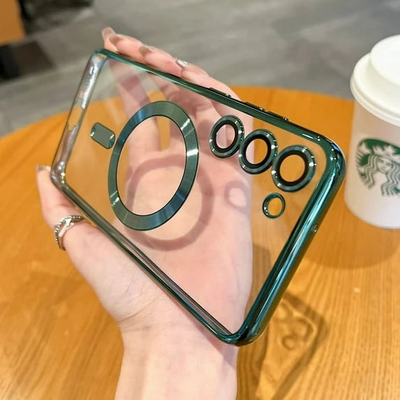 For Magsafe Plating Clear Magnetic Wireless Charge Case For Samsung Galaxy S22 S21 S20 FE S23 Note 20 Ultra Plus Soft TPU Cover