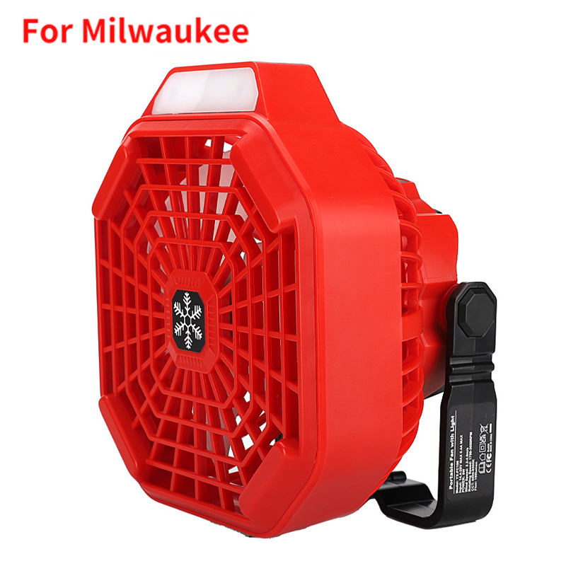 For Makita/Dewalt/Bosch/Milwaukee/Black&Decker 14.4-18V Lithium Battery Portable Outdoor Camping Ceiling Fan with Light for Camping,Emergency and Job Site