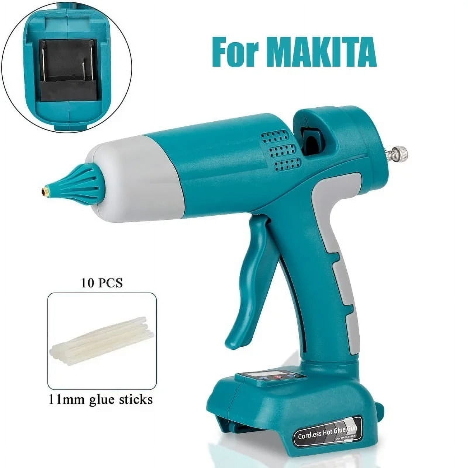 For Makita/Dewalt/Milwaukee/Bosch Ryobi 18V Li-ion Battery Cordless Hot Melt Glue Gun with 11mm Glue Sticks with Digital Display