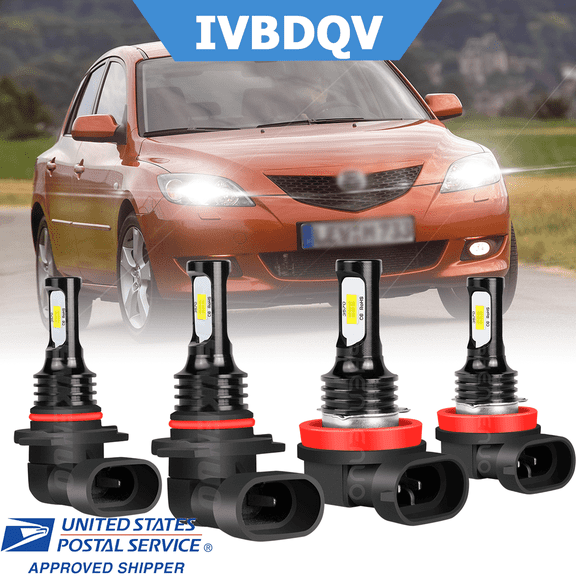 For Mazda 3 Sport 2010-2017 LED Headlight Bulbs 9005+H11 HIGH LOW Beam Combo Kit 4Pcs 6000K White