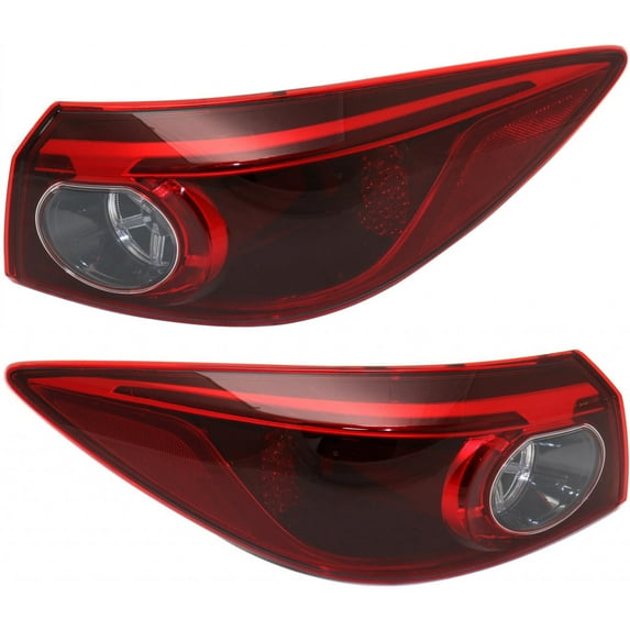 For Mazda 3 Tail Light Assembly 2014 2015 Pair Driver and Passenger Side | Sedan | Outer | LED Type | Smoke | DOT Certified | MA2804114 + MA2805114
