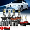 thumbnail image 1 of For Mazda 6 2009-2010 LED Headlight+Fog Light Bulbs, High&Low Beam+Fog Light 6000K White, Super Bright, Plug & Play, 6-Pack, 1 of 13