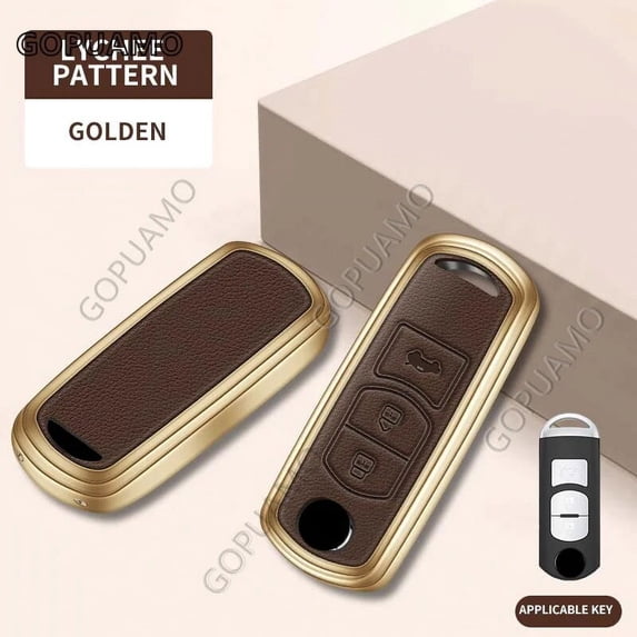 For Mazda A 3 buttons key case 3 2 6 CX3 CX5 CX30 CX8 CX9 MX5 Remote Control Protector Key Cover Zinc alloy+leather Car Key Case