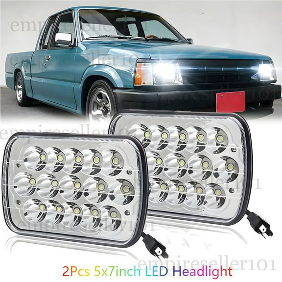 For Mazda B2000 B2200 B2600 RX-7 GLC Pickup 2pcs 7x6" Led Headlights Hi/Low Beam