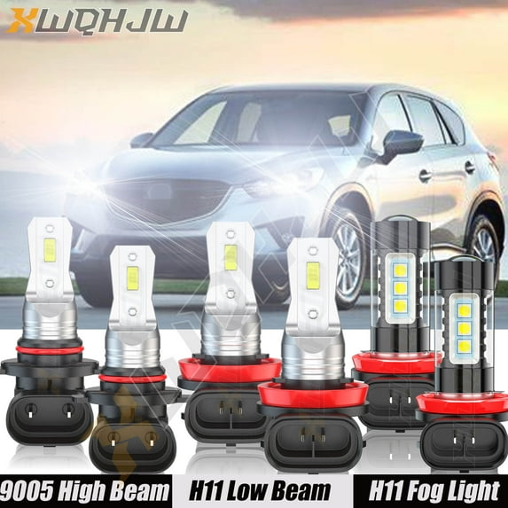 For Mazda CX-5 2013-2016 Combo 9005 H11 LED Headlight Hi&Lo Beam + H11 Fog light Bulbs 6Pcs