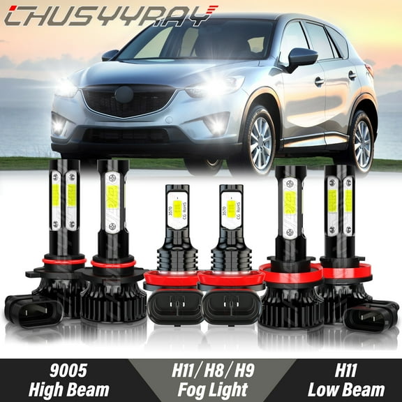 For Mazda CX-5 2013-2016 LED Headlight High Low Beam Fog Light Bulbs Upgrade Kit 6000K Pure White 6x