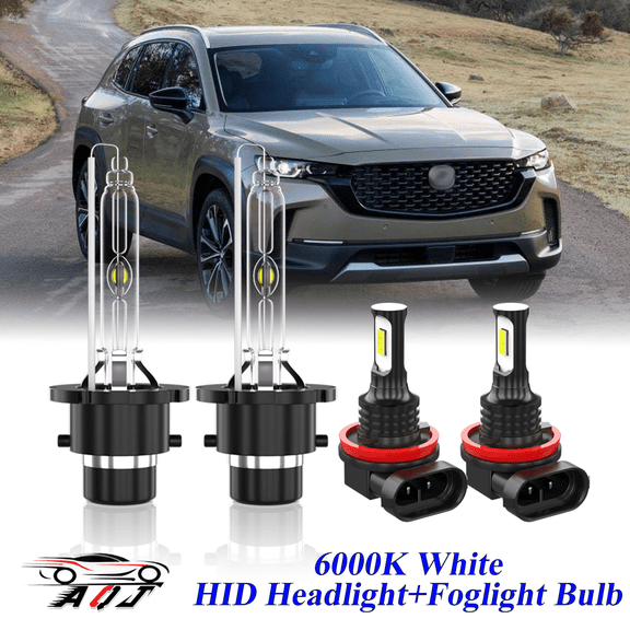 For Mazda CX-5 2013-2018 White Front HID Headlight High/Low Beam + LED Fog Light Bulbs