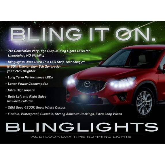 For Mazda CX-5 LED DRL Light Strips for Headlamps Headlights Head Lamps Day Time Running Strip Lights