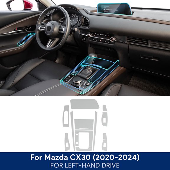 For Mazda CX30 2020-2024 Car Center Console Gear Panel Navigation Screen TPU Interior Protective Film Anti-Scratch Repair LHD.