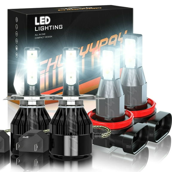 For Mazda Mpv 2004 2005 2006 4X LED Headlight High/Low Beam + Fog Bulb Kit 6000K