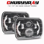 For Mazda RX-7 1986-1991 Pair 5x7" 7X6 inch LED Headlights Hi/Low Beam Halo DRL