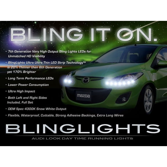 For Mazda2 LED DRL Head Light Strips Demio Day Time Running Lamps