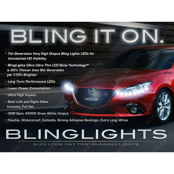 For Mazda3 LED DRL Day Time Running Lamp Head Lights Strips Kit