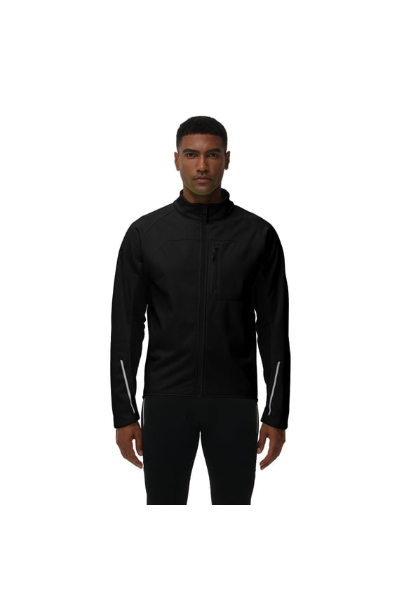 For Men Cycling Jacket Windproof Soft Shell Warm Fleece Lining Multiple Pockets Winter Jacket With Reflective Detailing