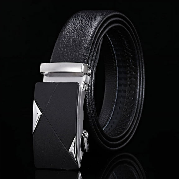 For Men Famous Work Business Black Cowskin PU Strap Men Leather Belt Metal Automatic Buckle Brand High Quality Luxury Belts