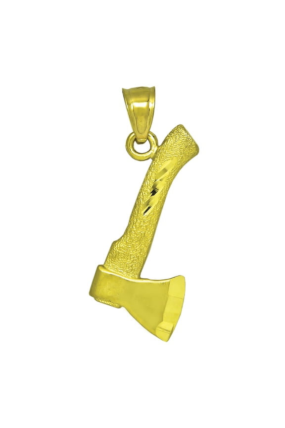 For Mens 10k Real Yellow Gold Diamond-Cut Textured Axe Tools Charm 1.2g Pendant