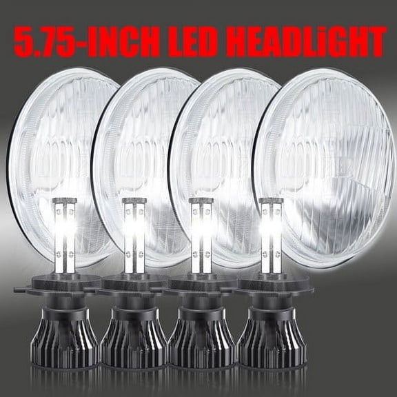 For Mercedes-Benz 380SL 450SL 560SL 4PCS 5.75" 5-3/4" LED Headlights Hi/Lo Beam 6000k White