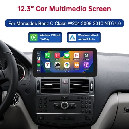 For Mercedes-Benz C Class W204 S204 Wireless Carplay Android Auto 12.3 Inch Touchscreen Car Stereo Bluetooth