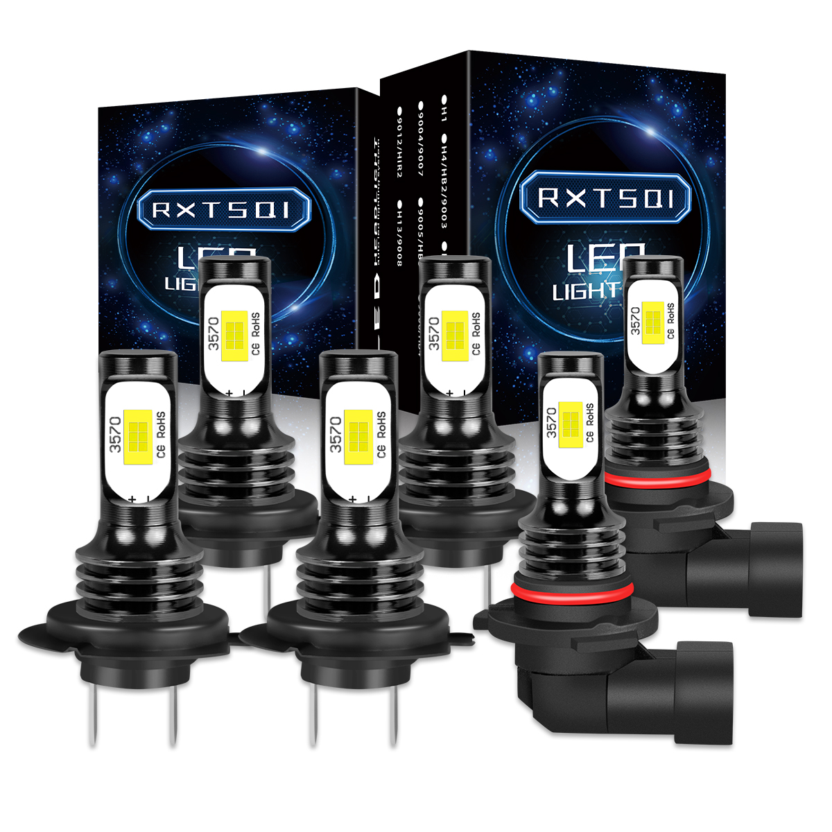 SHENKENUO 6-Piece LED Headlight & Fog Light Bulb Kit For Mercedes-Benz C230 2002-2007 - H7 & 9006, 6000K