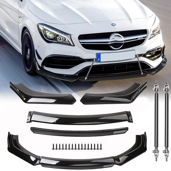For Mercedes-Benz Car Front Bumper Lip Spoiler Splitter Body Kit Glossy Black