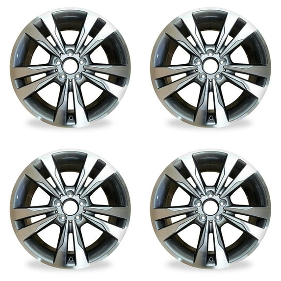 For Mercedes-Benz E-Class E350 E400 OEM Design Wheel 18" 18x8.5 2014-2016 Machined GREY Set of 4 Replacement Rim