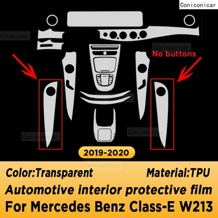 For Mercedes Benz E Class W213 2019 2020 Car Interior Center Console Transparent TPU Protective Film Anti-scratch Sticker.
