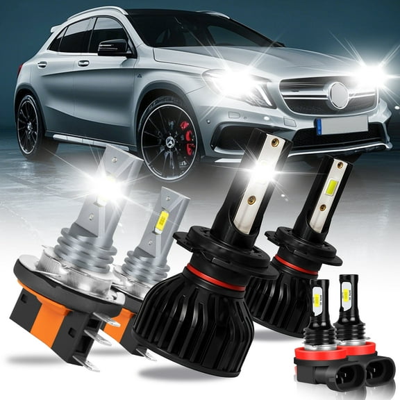 For Mercedes Benz GLA45 AMG 2015-2016(With Halogen) LED Headlight Kit H15 H7 Hi-Low Beam+H11 Fog light Bulbs white 6000K 14000LM