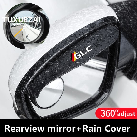 For Mercedes Benz GLC car rear view mirror sticker 2pcs rain eyebrow with small round mirror weatherstrip auto mirror accessorie