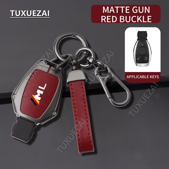 For Mercedes Benz ML Car Key Case Zinc Alloy Leather Car Key Cover G500 GLB GLC W203 B 3 buttons Car Key Shell