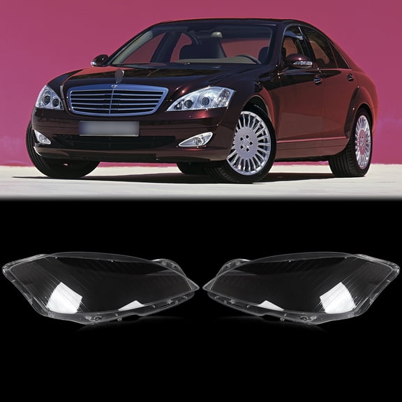 For Mercedes-Benz S-Class W221 2006-2009 Headlight Headlamp Lens Cover Shell Pair S500 S550