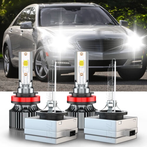 For Mercedes-Benz S400 2011-2013 4x H11 D1S LED HID Headlight Hi/Lo beam Bulbs