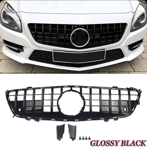 For Mercedes-Benz SL Class R231 SL500 SL550 2013-2016 GT Style Front Bumper Grille Gloss Black