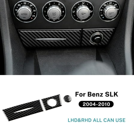 For Mercedes Benz SLK R171 2004 2005 2006 2007 2008 2009 2010 Car AC Storage Bottom Panel Real Soft Carbon Fiber Trim Sticker.