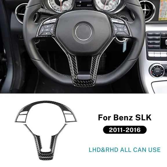 For Mercedes Benz SLK R172 2011 2012 2013 2014 2015 2016 Real Soft Carbon Fiber Car Steering Wheel Button Panel Trim Sticker.