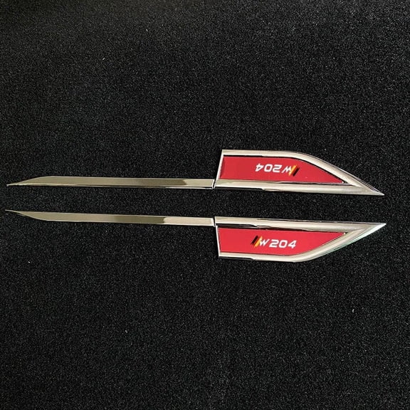 For Mercedes Benz W204 Car Exterior Metal Leaf Board Decoration Stickers Custom Laser Logo Modification Accessories 1 Pair